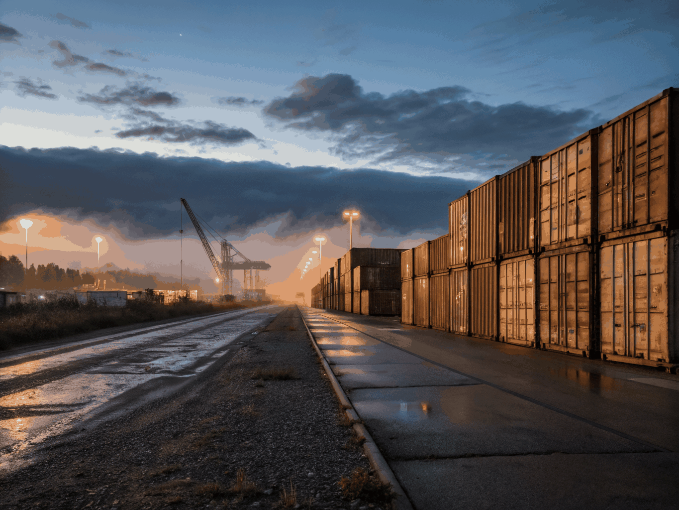 Intermodal freight terminal and container operations at night